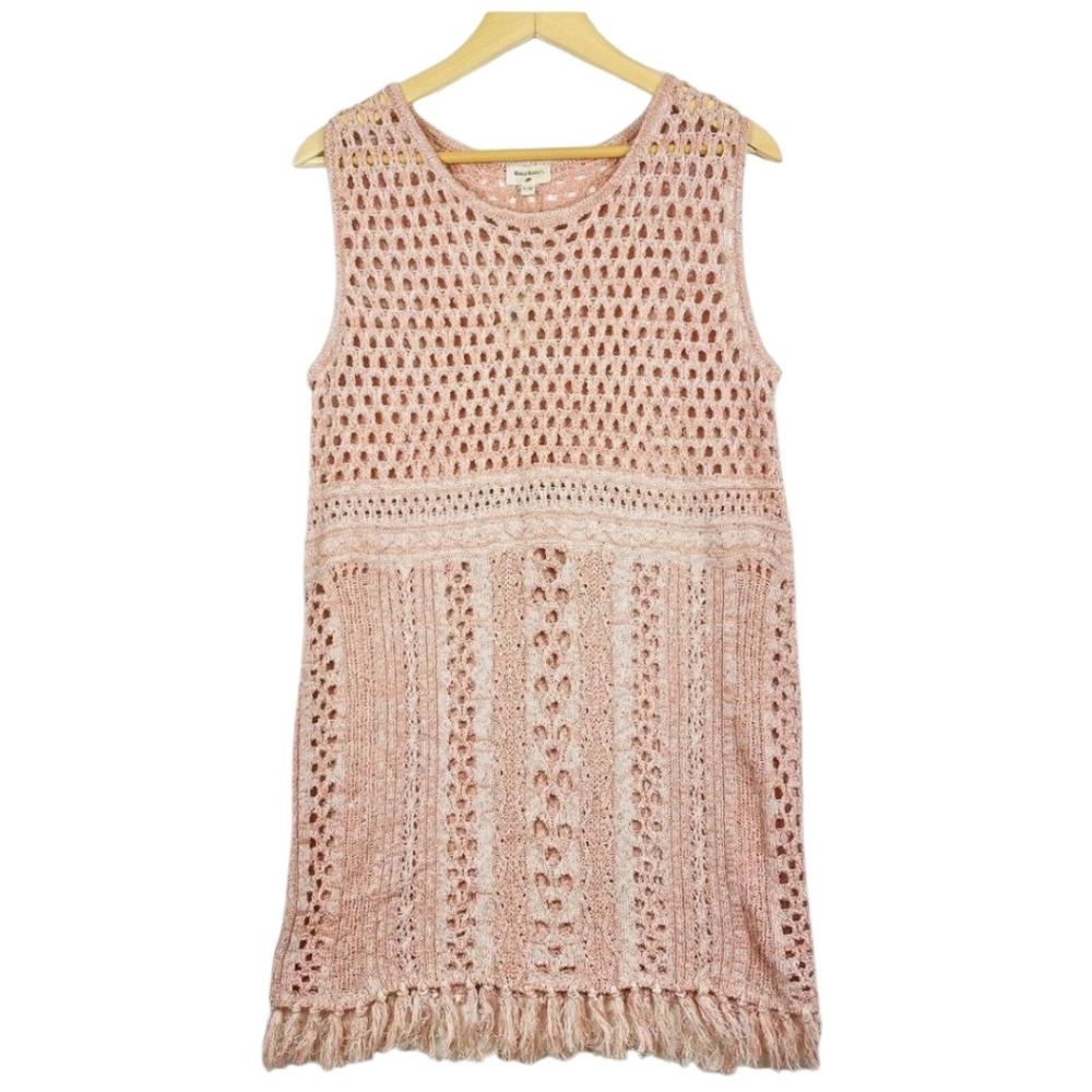 WORLD MARKET Open Weave Dress with Fringed Hem Sz S/M